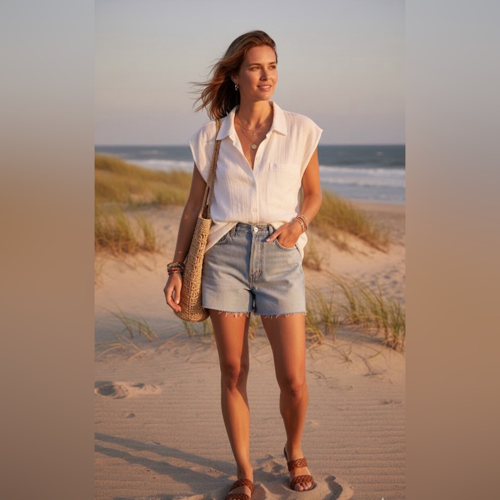 Rodier Paris Sleeveless Cotton Blouse – Made in France – Size 44 (US L)